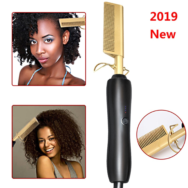 Peigne Lisseur & Boucleur Électrique Titanium