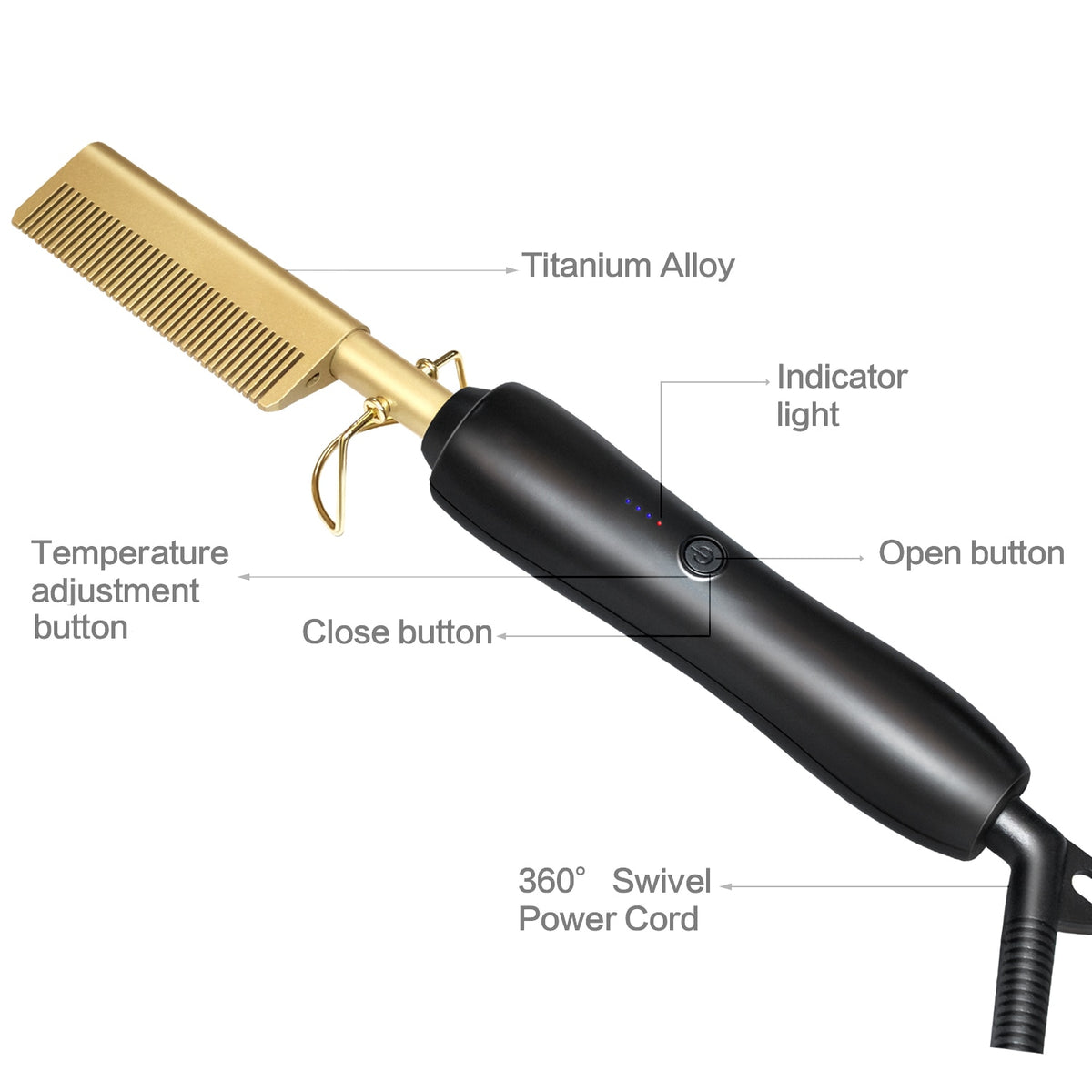 Peigne Lisseur & Boucleur Électrique Titanium
