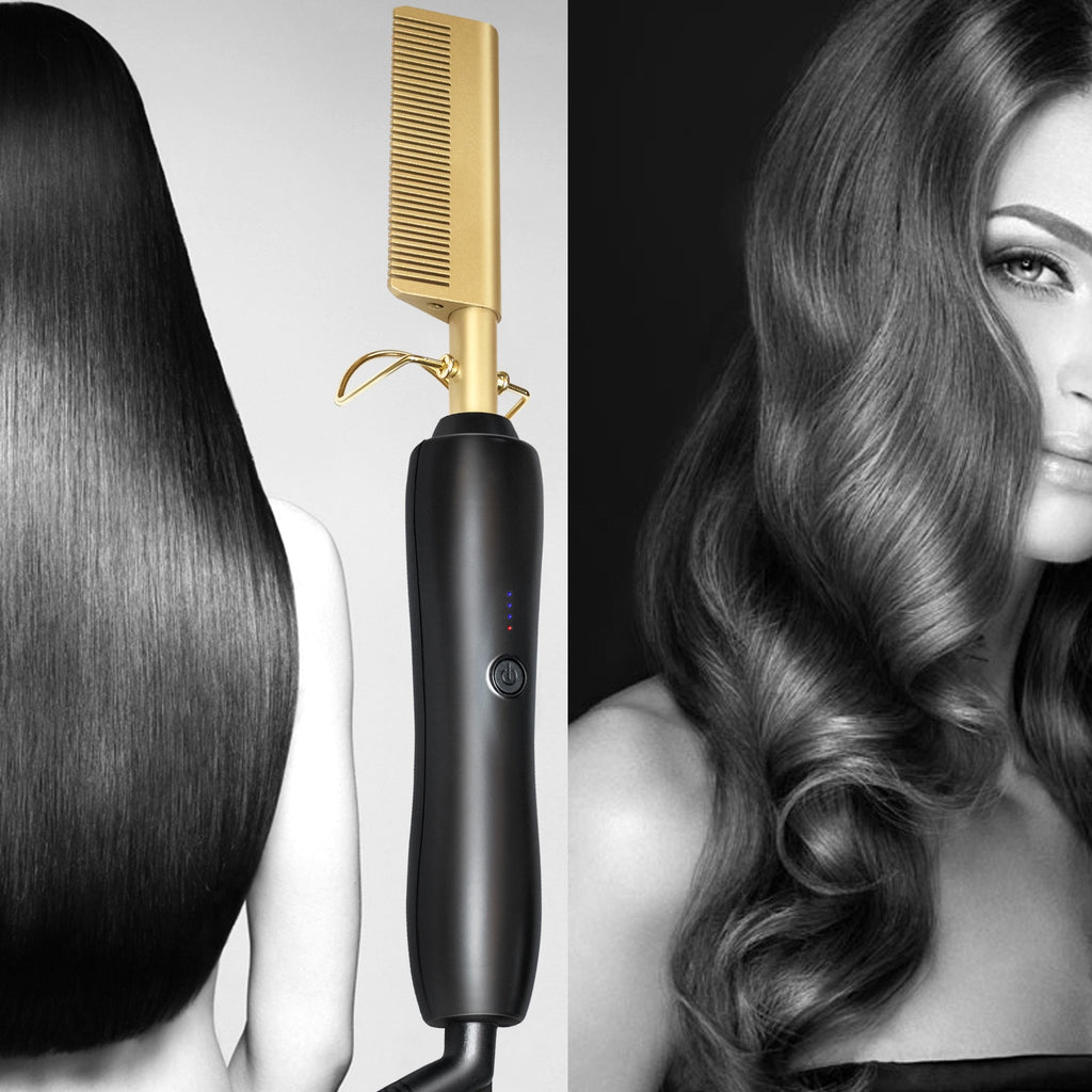 Peigne Lisseur & Boucleur Électrique Titanium